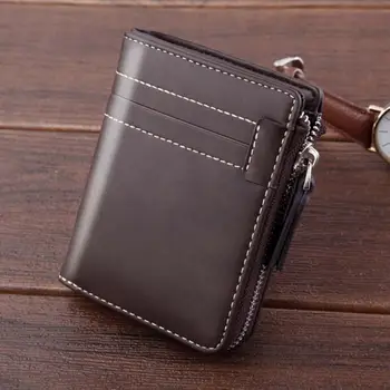Moda Rahat Erkekler Suni Deri Çok Yuvaları Kısa Fermuar Cüzdan kredi kartı cüzdanı Tutucu küçük cüzdan Para Çantası