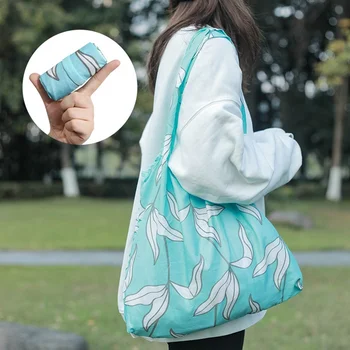 Çok Stilleri alışveriş çantası Baskılı Bakkal Çanta katlanabilir çantalar Polyester Kullanımlık Çevre Dostu Katlanır Büyük Kapasiteli Çanta