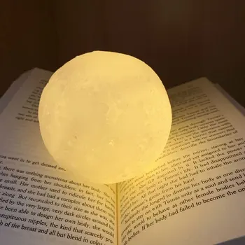Yatak odası dekoru uyku ışık çocuk led gece ışığı Ay lambası standı İle 3D ay aydınlatma projektör baskı yıldızlı lamba masa Lambası