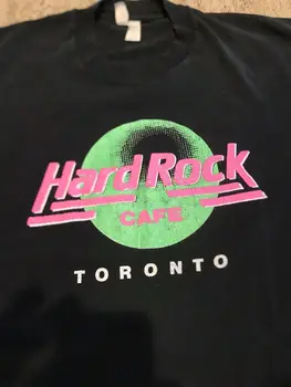 Vıntage 80 s Neon Sert Kaya erkek gömleği Cafe Toronto Tek Dikiş T Shirt