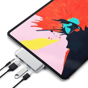 KU07 4 İN 1 Doğrudan Plug-in USB Hub Tipi C Yerleştirme İstasyonu Takılabilir Ses Bağlantı Noktası İçin Macbook Hava iPad Pro Tv Kutusu 4K HDMI Uyumlu