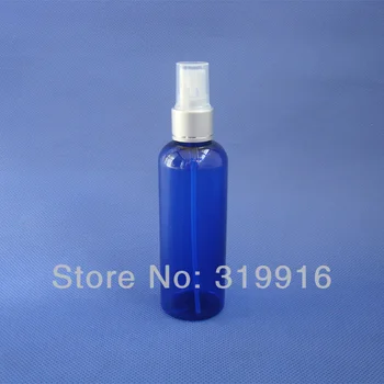 toptan 100 ml mavi yuvarlak PET sprey şişeleri sıvılar için anodize meme, depolama şişesi 50 adet / grup ücretsiz kargo