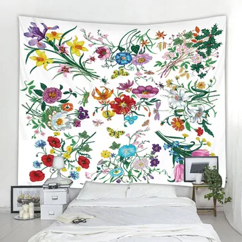 Desen çiçek goblen duvar asılı bohemian plaj mat polyester battaniye halı yoga ev yatak odası psychedelic sanat dekorasyon