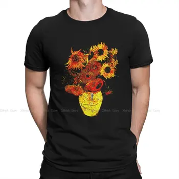 Erkek T-Shirt Çiçekler Vintage Pamuk Tees Kısa Kollu Vincent Van Gogh Post-Empresyonist Ressam T Shirt Yuvarlak Yaka Elbise
