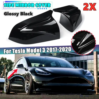 Bir Çift Araba Dikiz aynası Kapağı Kapağı Parlak Siyah Yedek Tesla Modeli 3 2017 2018 2019 2020 dikiz aynası Kapağı
