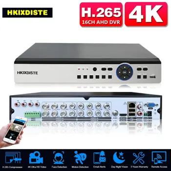 4K DVR güvenlik kamerası Sistemi 16 Kanal 8MP Hibrid 6 İn 1 NVR TVI CVI AHD CCTV DVR Kaydedici 16CH Gözetim Video Kaydedici