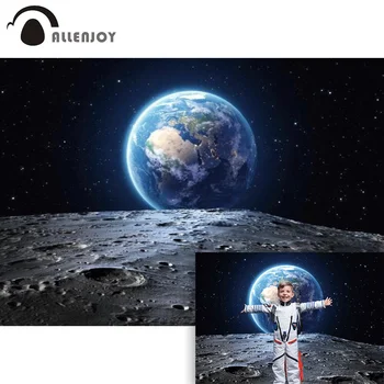 Allenjoy Evren Arka Plan Ev Toprak Ay Dış Uzay Koyu Samanyolu Mutlu Doğum Günü Partisi Dekorasyon Zemin Photocall
