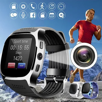 Bluetooth akıllı saat Kamera İle Whatsapp Facebook Desteği Çağrı Müzik TF SIM Kart Çağrı Spor Smartwatch Android Telefon İçin
