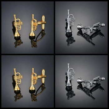 Altın iki renk trompet Kol Düğmeleri Fransız uzun kollu gömlek kollu tırnak gömlek aksesuarları Kol Düğmeleri kol Düğmeleri Erkekler İçin