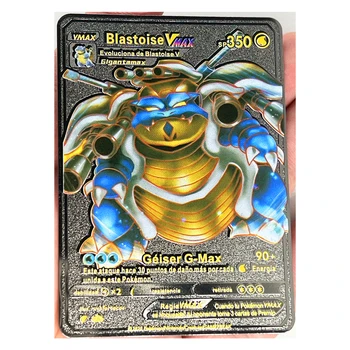 27 Stilleri Pokemon Blastoise Siyah Paslanmaz Çelik Metal Kart VMAX Oyuncaklar Hobiler Hobi Koleksiyon Oyun Koleksiyonu Anime Kartları