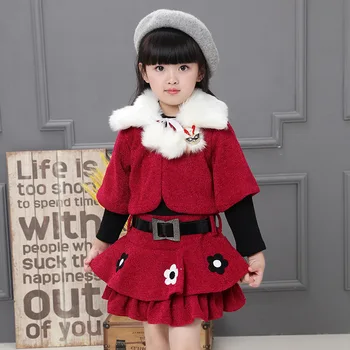 2-10Y Noel Kıyafetleri Toddler Kız Giysileri Bebek Kız Giyim Setscoat Etek 2 Adet Set kadın kostümü Çocuk Takım Elbise çocuk Seti