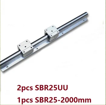 1 adet SBR25-2000mm lineer ray destek kılavuzu + 2 adet SBR25UU lineer rulman blokları