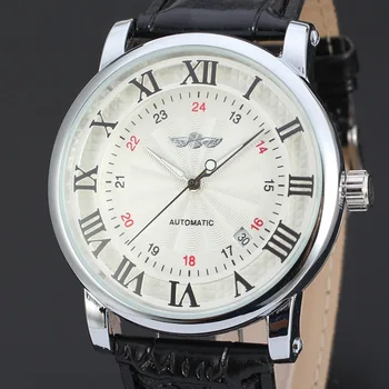 T-WINNER Marka Su Geçirmez Saatler Erkekler Aydınlık Otomatik CalendarStainless Çelik Kasa Saat Klasik Rahat Deri kayışlı kol saati