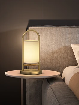 Iskandinav Altın Tüm bakır Lüks masa lambaları Modern Basit Oturma Odası Yatak Odası Başucu Çalışması Kumaş Abajur sanat dekoru masa lambası