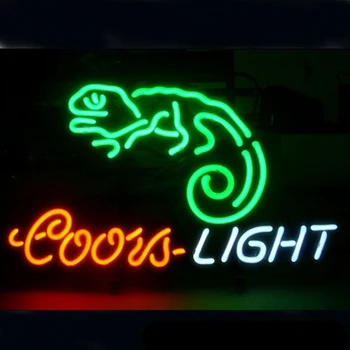 Coors Yeşil Bukalemun Neon Burcu El Yapımı Gerçek Cam Tüp Bira Bar KTV Kulübü Mağaza Mağaza Otel Ev Ekran Deco Lamba 17