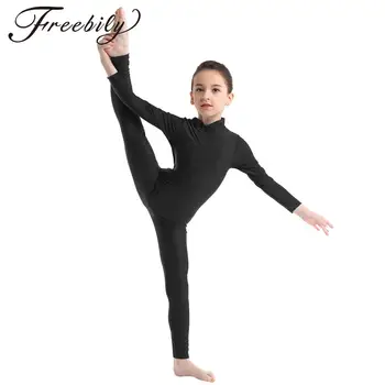 Kızlar Uzun Kollu Tam Vücut Unitard Çocuklar Jimnastik Egzersiz Giyim Bale Dans Sahne Performansı Balerin Leotard Tulum
