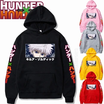 Hunter X Hunter Killua Hoodies Erkekler Günlük Rahat Harajuku Moda Tasarımcısı Heveslenen japon animesi Baskılı Streetwear Adam İçin