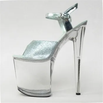 20cm Ultra Yüksek Topuklu Kristal Sandalet Renkli Glitter Platformu Gelin Düğün Ayakkabı 8 İnç kadın ayakkabısı