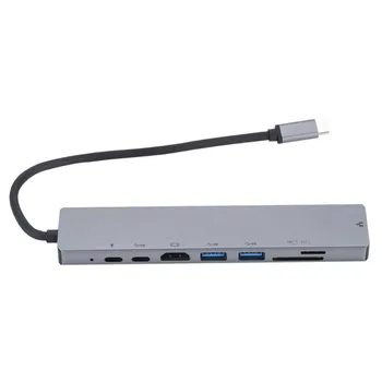 Yeni 8-İn-1 USB C Hub Tipi C HDMI uyumlu RJ45 Ethernet USB 3.0 Bağlantı Noktaları SD / TF kart okuyucu USB-C PD Güç Teslimat