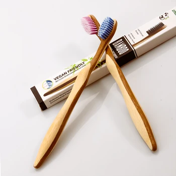Yeni 1 Paket Yetişkin Renkli Bambu Diş Fırçaları Yumuşak Kıllar Diş Fırçası Sıfır Atık Çevre Dostu Ürünler Ağız Bakımı Diş Fırçası