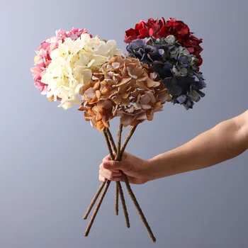 Yağlıboya Ortanca Simülasyon Çiçek Avrupa Büyük Ortanca yapay çiçek yemek masası Ayarı Yapay Ortanca