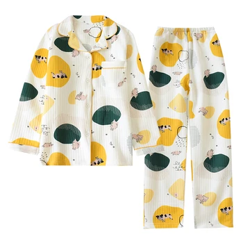 Hava Lamine Pamuk Eğlence Pijama Takım Elbise Kadın Sonbahar ve Kış Kalın Uzun Kollu Pijama Gevşek Ev Giysileri Salonu pijama