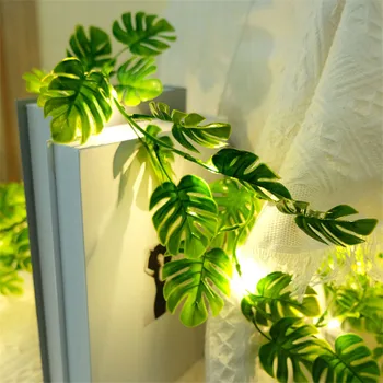 10 m / 5 m / 2 m yeşil yaprak dize ışıkları yapay asma peri ışıkları akülü noel çelenk ışık düğün için ev dekor