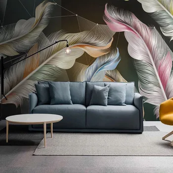 Özel duvar kağıdı Nordic ışık lüks 3D tüy geometrik fresk oturma odası kanepe yatak odası zemin duvar Papel De Parede 3D
