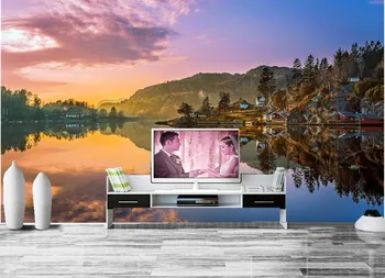 Özel Norveç Göl Dağlar Manzara Doğa fotoğraf duvar kağıdı papel de parede, oturma odası TV kanepe duvar yatak odası büyük duvar resimleri