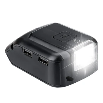 Pil Adaptörü Aracı Dewalt 18V Pil USB Telefon Şarj Cihazı, LED çalışma ışığı İle çift usb şarj cihazı Ve DC Bağlantı Noktası