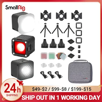 SmallRig 3 paket LED video ışığı kiti DSLR dolgu ışığı su geçirmez taşınabilir kamera ışık kiti Mini küp 8 renk filtreleri 3469