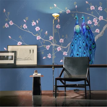 3D duvar kağıtları yatak odası için Avrupa Minimalist Tavuskuşu Manolya Çiçek Duvar kağıtları Ev Dekor Duvar Kağıdı Oturma odası İçin