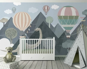 beibehang Özel moda basit dinozor dağ orman hidrojen balon sevimli çocuk odası arka plan duvar kağıdı papier peint