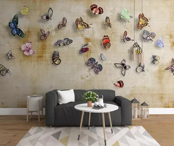Modern basit Amerikan İskandinav el-boyalı kelebekler, çiçekler ve kuşlar arka plan dekorasyon resimleri
