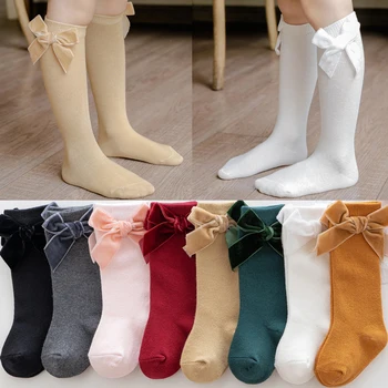 Wecute Bebek Çorap 0-3years Için Bebek Kız Yeni Sonbahar ve Kış Büyük Yay Çocuklar Yumuşak ve Rahat Sıcak Pamuk Çorap Kadife