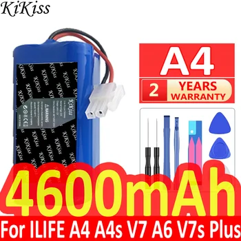 KiKiss A 4 4600mAh Pil ILIFE A4 A4s V7 A6 V7s Artı robotlu süpürge iLife 4S 1P Tam Kapasiteli Batteria + Ücretsiz Araçlar