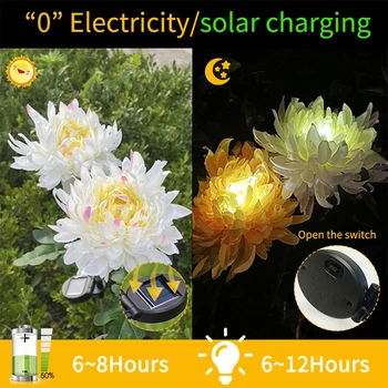 Yeni LED Güneş Krizantem Açık Bahçe çim ışığı IP65 Su Geçirmez Çiçekler Yolu Lambası Patio Yard Bitki Bahçe noel dekoru