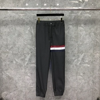 TB Thom erkek Sweatpants Fermuarlı Cepler ile Konik Parça Atletik Pantolon Erkekler için İş Egzersiz Klasik Marka Pantolon