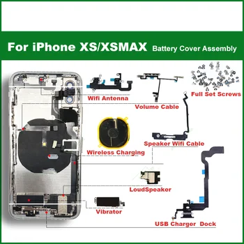 Iphone XS için xsmax pil arka kapak, orta kasa, SIM kart tepsisi, yan anahtar tertibatı, yumuşak kılıf kablo montajı + ınstallati