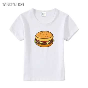 Bebek Erkek Kız T Shirt Komik Hamburger Baskı Yumuşak Üstleri Çocuk Yaz kısa kollu tişört Çocuk Karikatür Giysileri 2020 Yeni