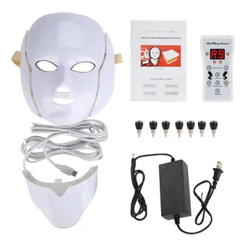 7 Renk ışık LED yüz maskesi boyun Yüz bakımı tedavisi güzellik Anti akne tedavisi yüz beyazlatma cilt gençleştirme makinesi