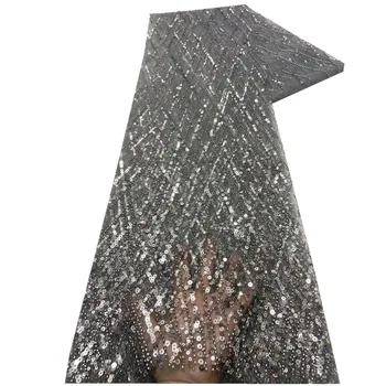 Boncuklu Afrika Dantel Fransız Pullu Kumaş 2021 Nakış Tül Dantel payetli kumaşlar Nijerya düğün elbisesi Dikiş x72-69
