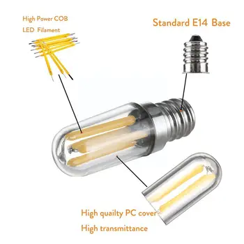 Mini E14 Led Buzdolabı Dondurucu Filament Işık Cob Kısılabilir Beyaz Lamba 2w Soğuk 1w Ampuller 3w Aydınlatma Lambaları B4e2