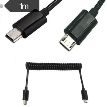 1 m bahar sarmal USB 5 Pin Mini mikro 5Pin erkek USB Data Sync şarj kablosu