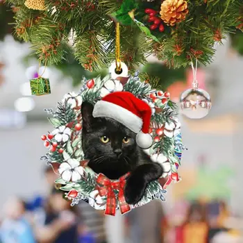 Noel Domuz Kedi Hayvan Kolye Akrilik Noel Süs Dekor Oturma Kolye Dekorasyon Tatil Odası Çocuk Ağacı Parçası P0E9