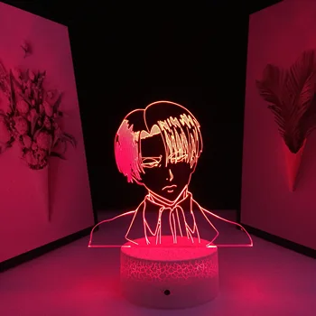 Levi Ackerman Titan Akrilik 3D Lamba Ev Odası dekor için ışık çocuk hediye Levi Ackerman Manga LED Gece Lambası