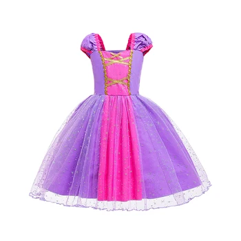 Küçük Kızlar Prenses Elbise Çocuk Kız Kontrast Renk Patchwork Yüksek Bel Parlak Yıldız Örgü balo kıyafetleri Cadılar Bayramı Partisi Kostüm