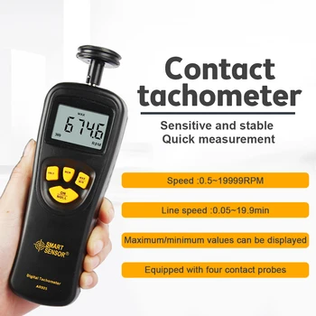 Akıllı Sensör El İletişim LCD Dijital Takometre Hız Göstergesi Tach Metre Geniş Ölçüm Aralığı 0.5 ~ 19999 RPM