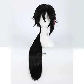 RWBY WİKİ yalan Ren Cosplay peruk uzun siyah ve kırmızı ısıya dayanıklı sentetik saç peruk + peruk kap