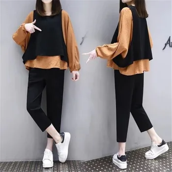 Moda Trendy gevşek Eşofman kadın Setleri Streetwear Yeni Kadın Uzun Kollu Kazaklar + yelek + Pantolon 3 Parça set